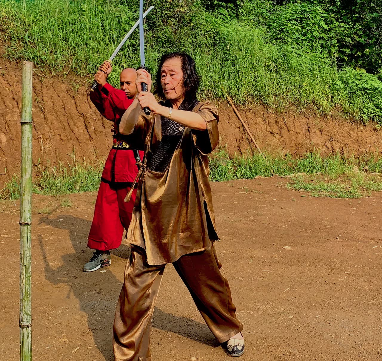 Traditional sword training under the guidance of the grandmaster in South Korea